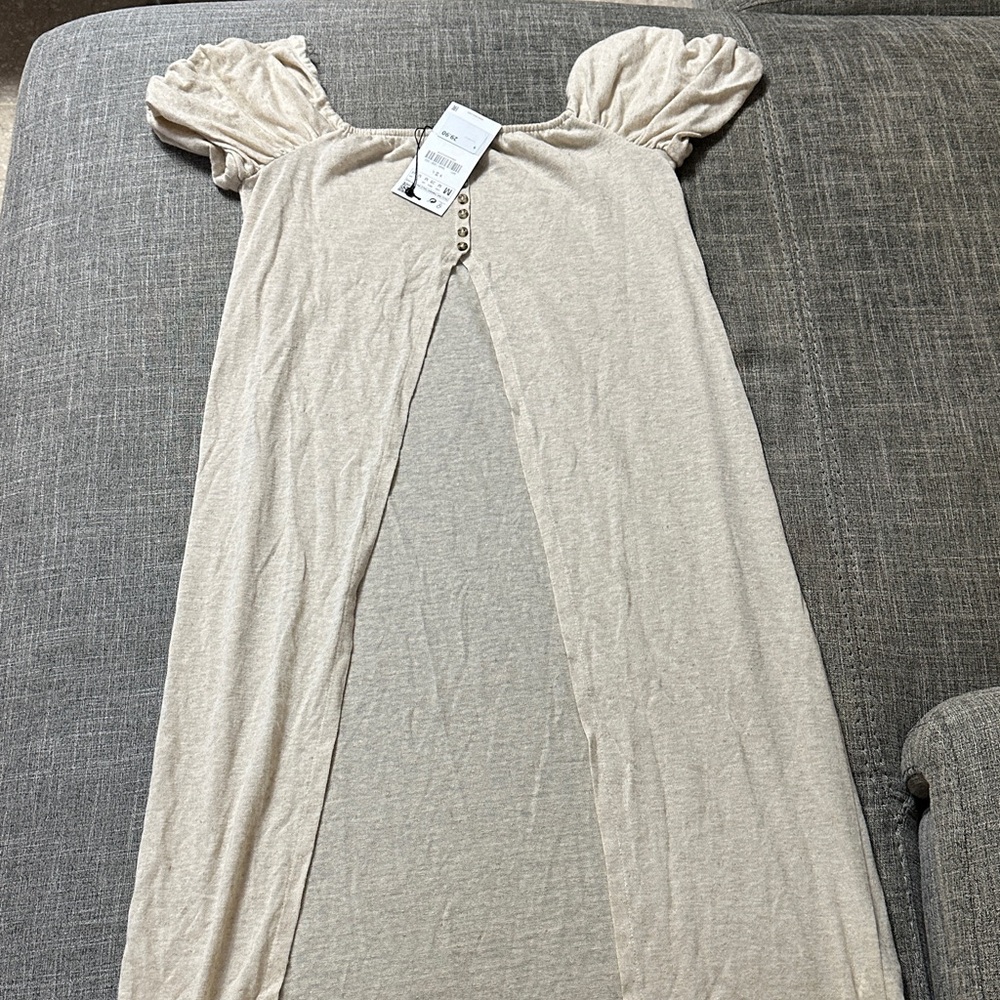 Zara Cream Tunic Top with Button Detail